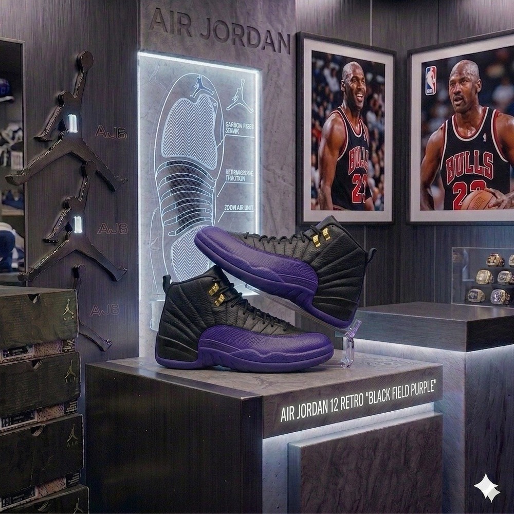 Nike Air Jordan 12 Retro Field Purple Black Gold CT8013-057 12m Authenticated!